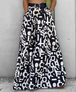 Palazzo Black and White Fashion Word Printed