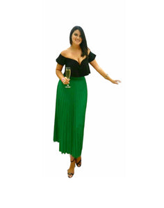 Green Pleated Skirt