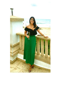 Green Pleated Skirt