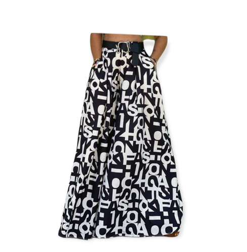 Palazzo Black and White Fashion Word Printed